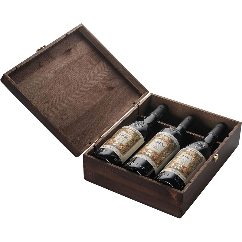 Collezione Pruviniano in Cassetta di legno a 3 Bottiglie: Valpolicella, Amarone e Ripasso Domini Veneti 0,75 Lt.