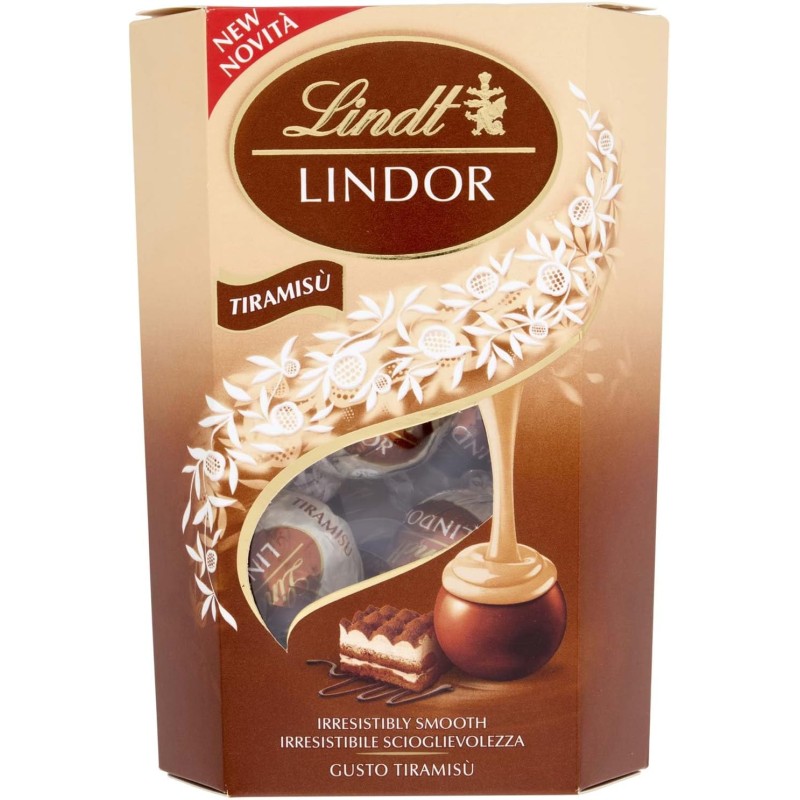 Lindt Lindor Cornet Tiramisu, Confezione di praline di cioccolato Lindt al gusto Tiramisu, Praline Lindor con guscio croccante e Lindt Lindor Cornet Tiramisu, Confezione di praline di cioccolato Lindt al gusto Tiramisu, Praline Lindor con guscio croccante e