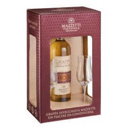 Grappa Invecchiata Mazzetti 50 cl 40% con 2 Calici in Confezione Regalo