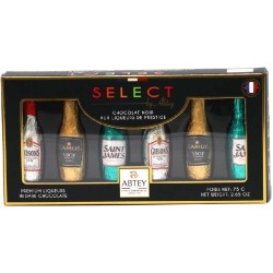 Abtey - Scatola Selection Cioccolatini fondenti a forma di bottiglia ripieni di Liquori 75 gr