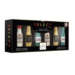 Abtey - Scatola Selection Cioccolatini fondenti a forma di bottiglia ripieni di Liquori 75 gr
