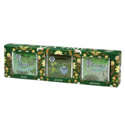 Mlesna Green Collection - Tris di Tè Fruttati Menta, Graviola e Gelsomino - 24 Filtri