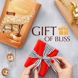 Lindt Lindor Golden Caramel e Nocciola, Praline di Cioccolato Bianco al Caramello e Nocciole, Confezione da 200g | Cioccolatini