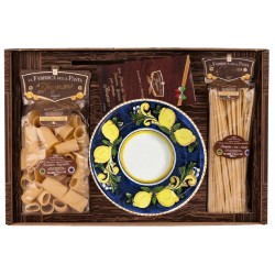 Vassoio Regalo con Piatto Fondo di Ceramica Artigianale + 1 kg. Pasta | Confezione Natalizia 2026
