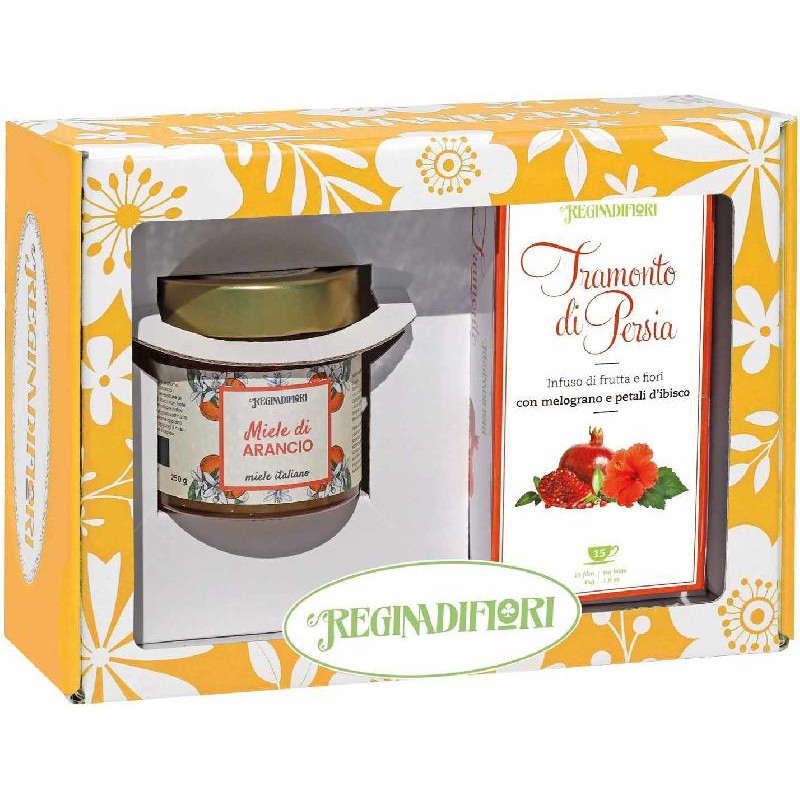 Tramonto di Persia, Scatola Miele di Arancio 250 gr, 15 Filtri Infuso di Frutta e Fiori Bio